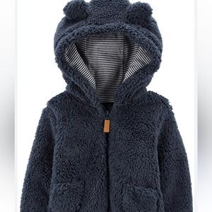 Carter's Zip-Up Sherpa Cardigan Jacket, Navy Sherpa, 24 Months